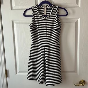 Madewell Sleeveless Striped Mini Dress Cotton Knit Black‎ & White, Sz XXS